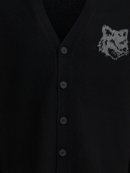 Wool cardigan with Fox Head Knitwear