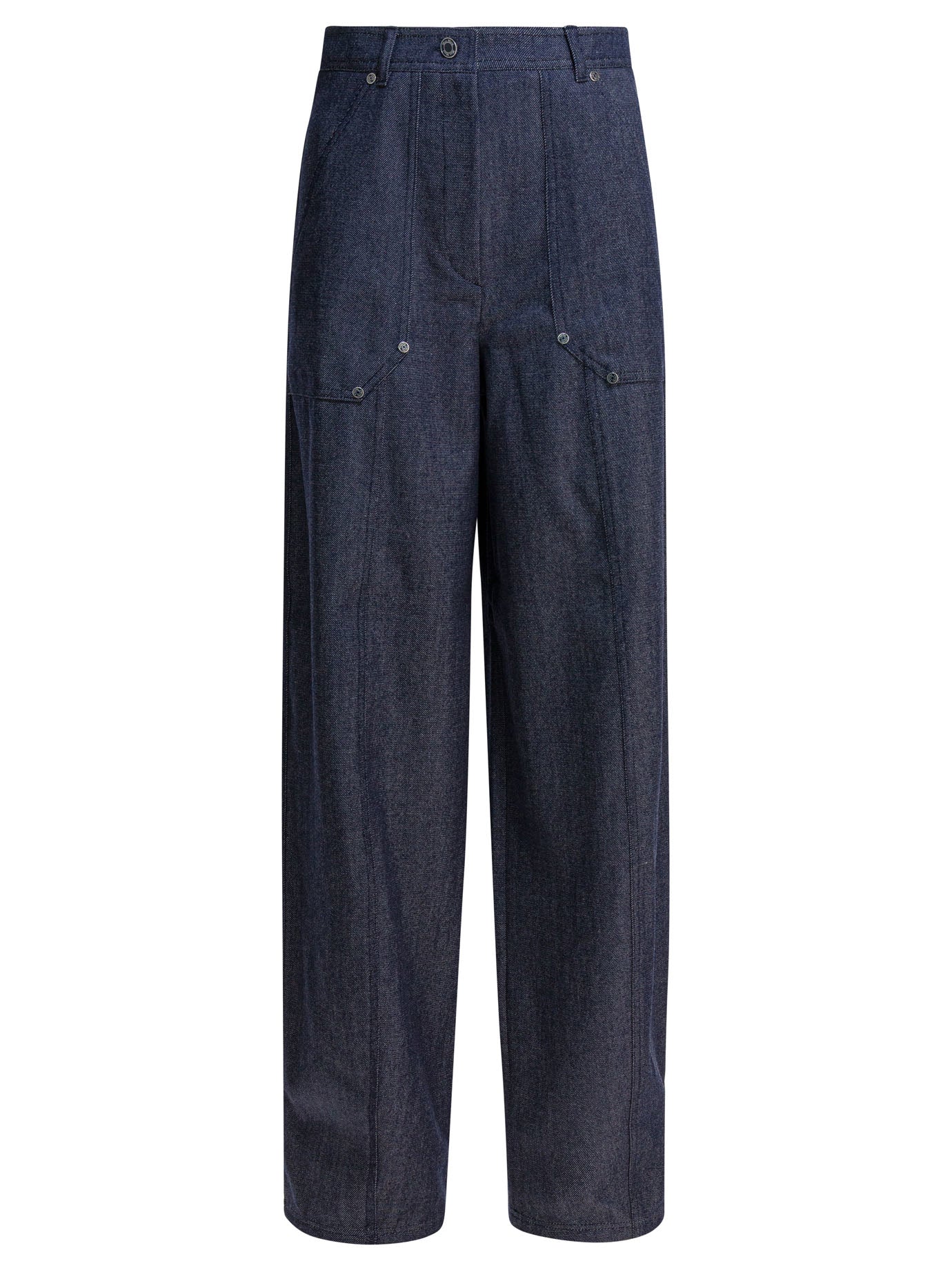 Denim-effect wool pants Trousers