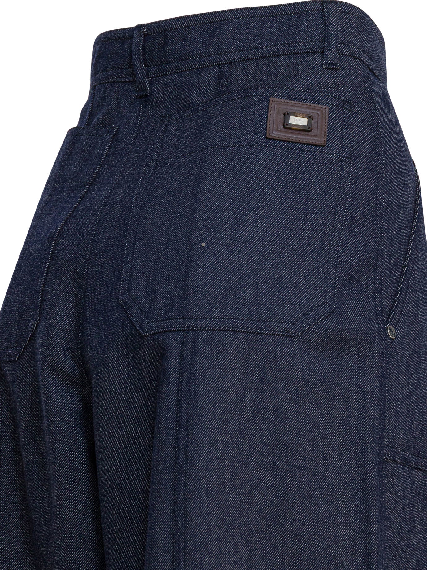 Denim-effect wool pants Trousers