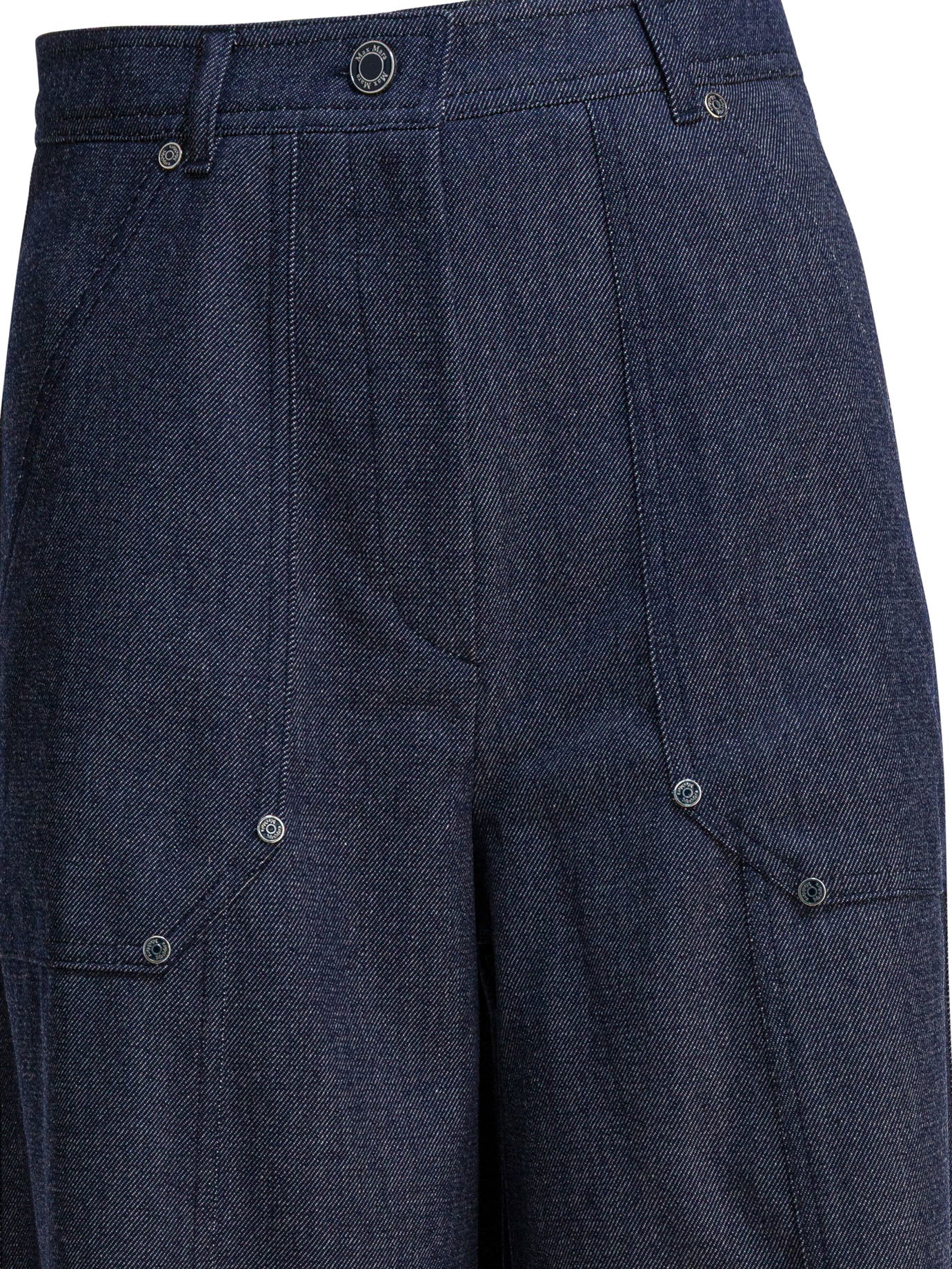 Denim-effect wool pants Trousers
