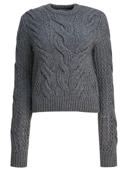 Wool-blend crewneck sweater with braids Knitwear