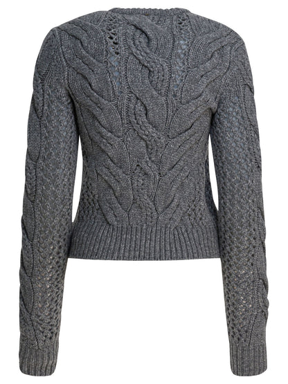 Wool-blend crewneck sweater with braids Knitwear