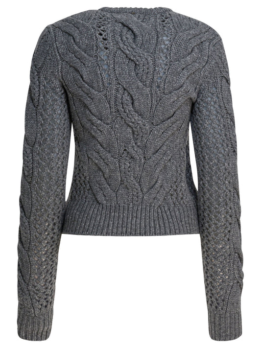 Wool-blend crewneck sweater with braids Knitwear