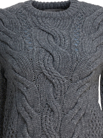 Wool-blend crewneck sweater with braids Knitwear
