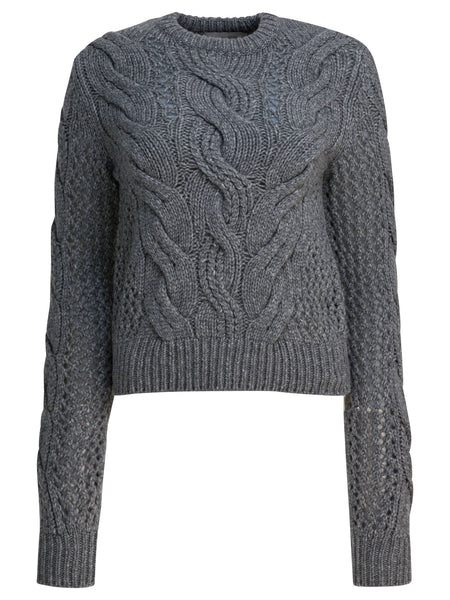 Wool-blend crewneck sweater with braids Knitwear