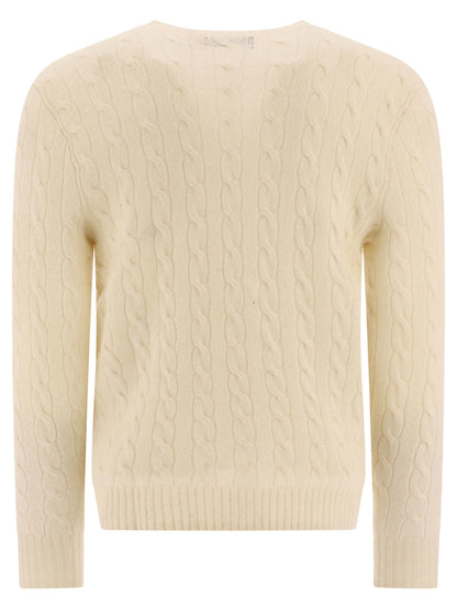 Wool and cashmere crewneck sweater with logo Knitwear