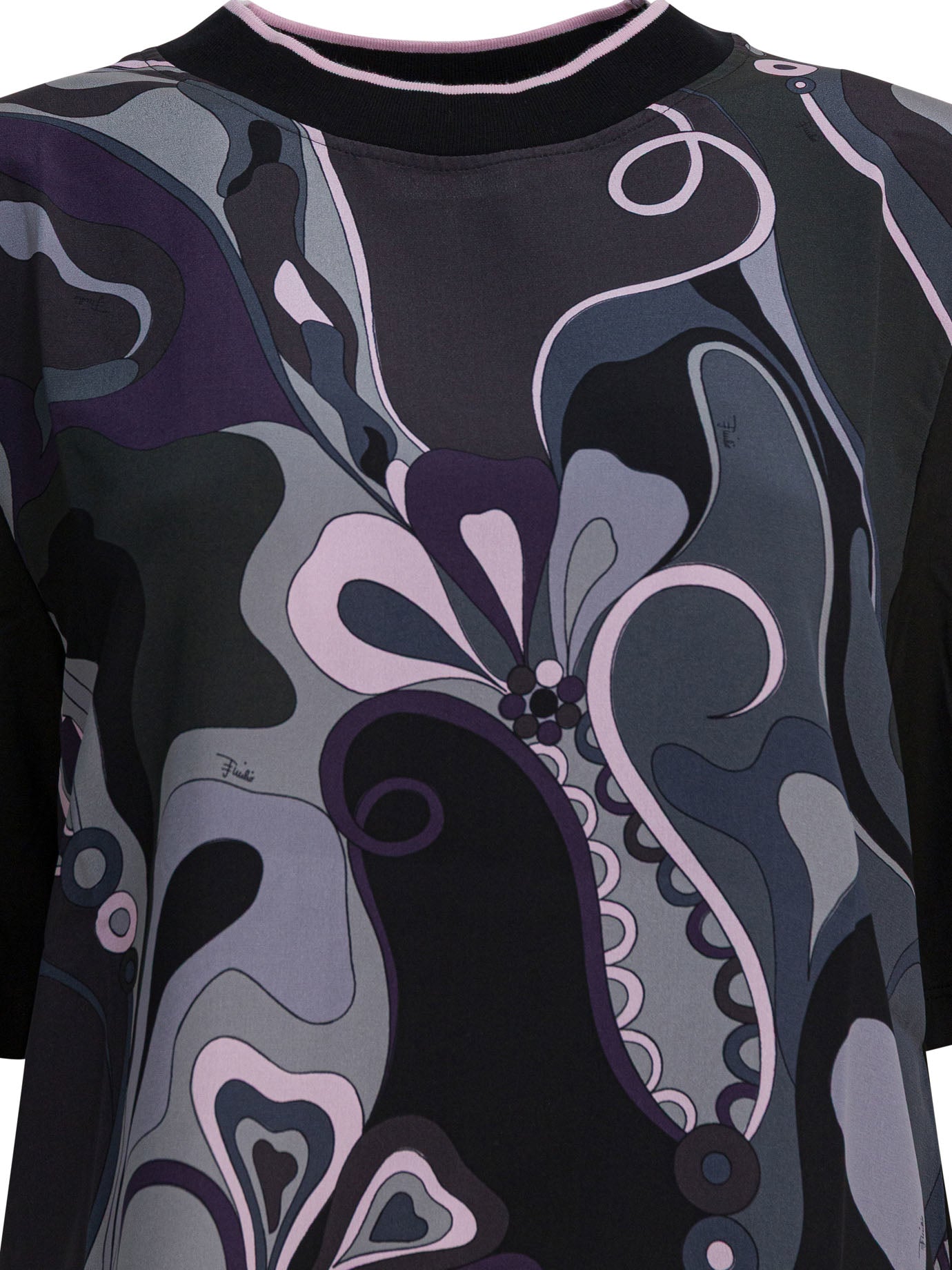 Cotton and silk crewneck T-shirt with print T-shirts