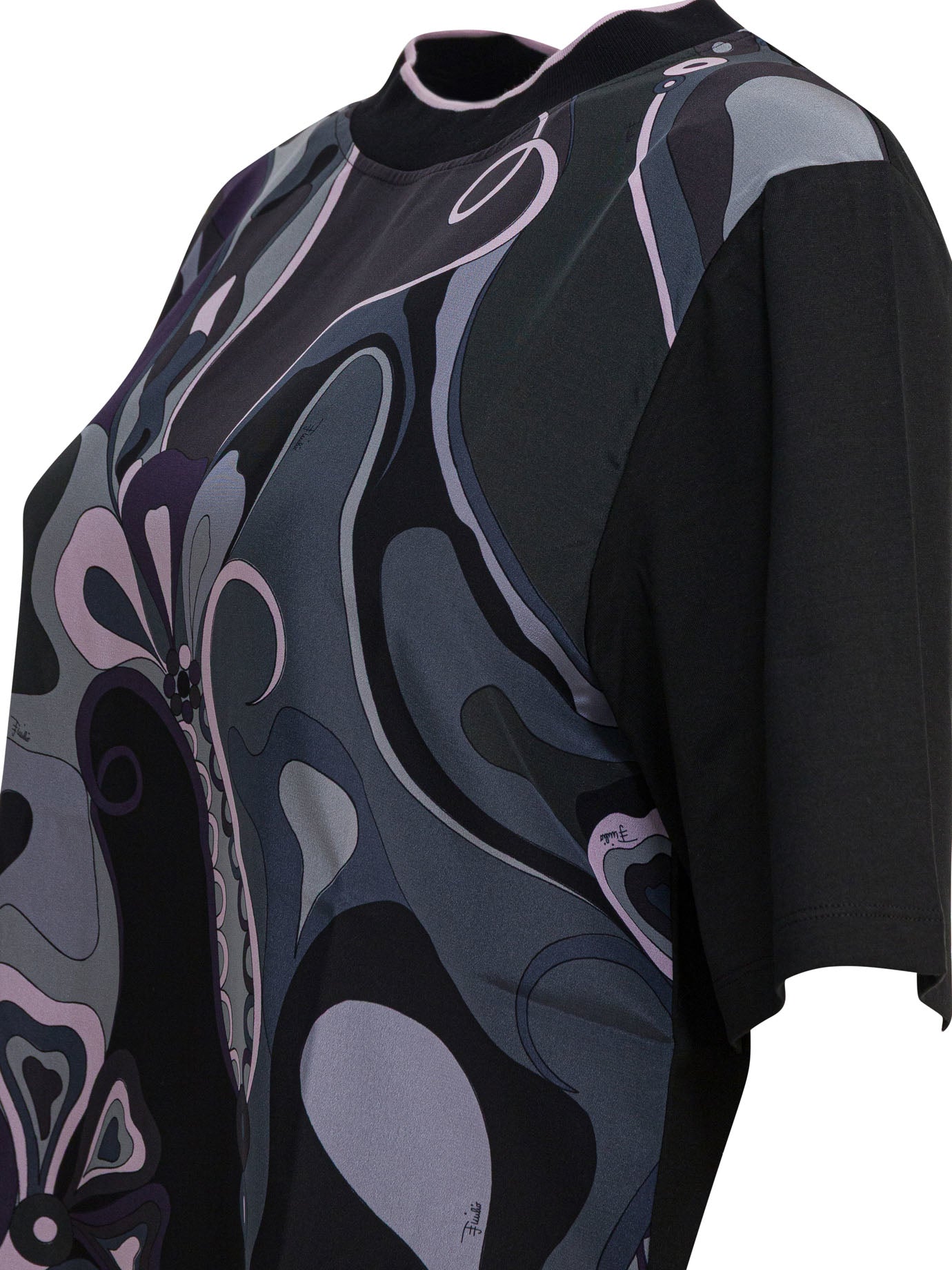 Cotton and silk crewneck T-shirt with print T-shirts