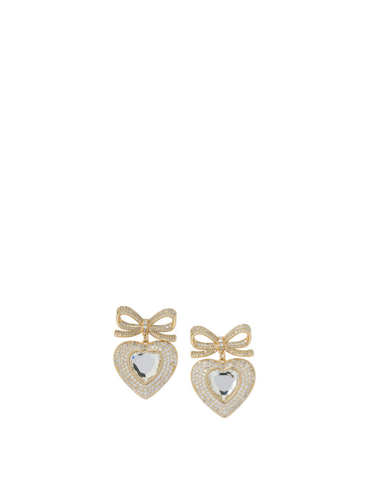 Heart-shaped earrings with embellished bow Jewels