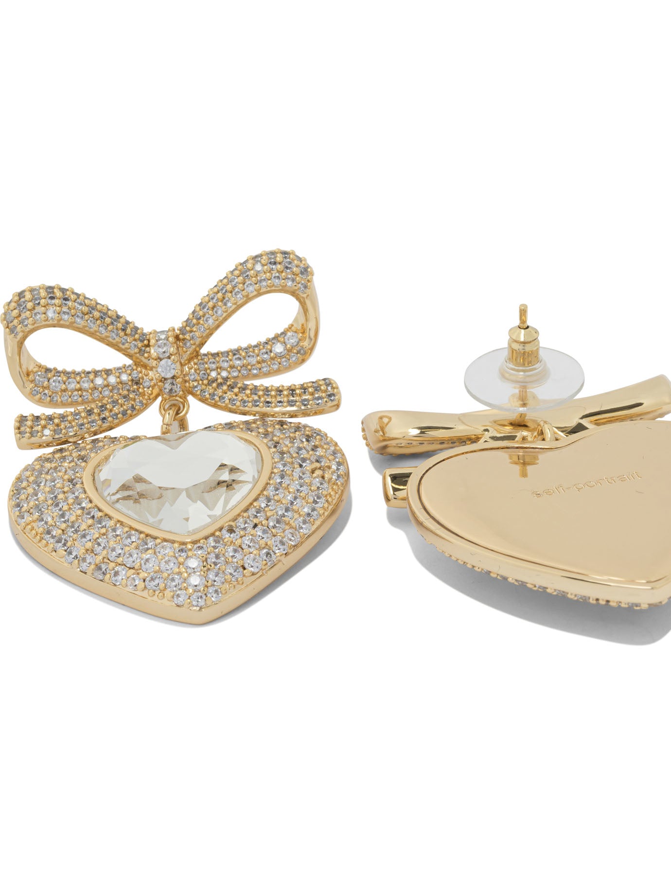 Heart-shaped earrings with embellished bow Jewels