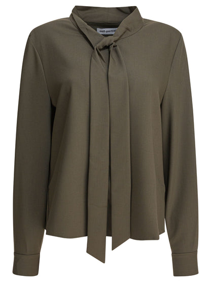 Twill blouse with bow collar Shirts