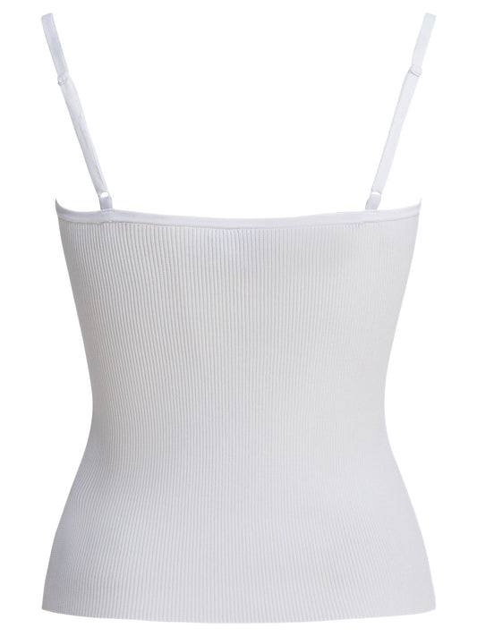 Ribbed tank top with lace neckline Tops