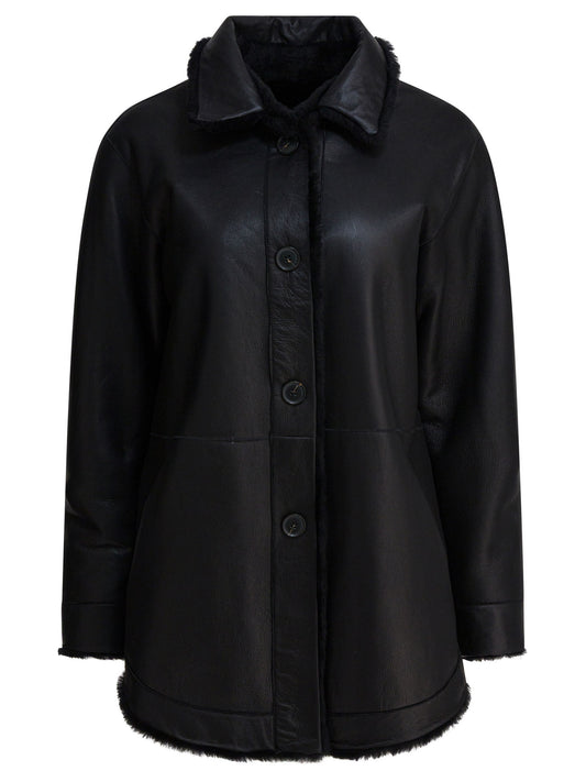 Long reversible leather coat Jackets and Coats
