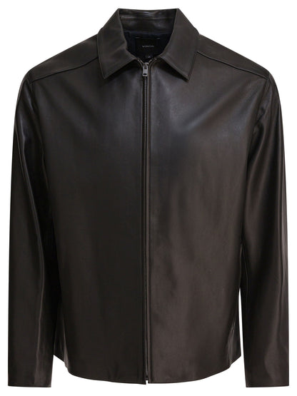 Leather jacket with zipper Jackets and Coats