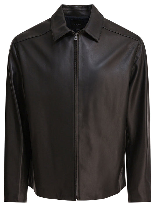 Leather jacket with zipper Jackets and Coats