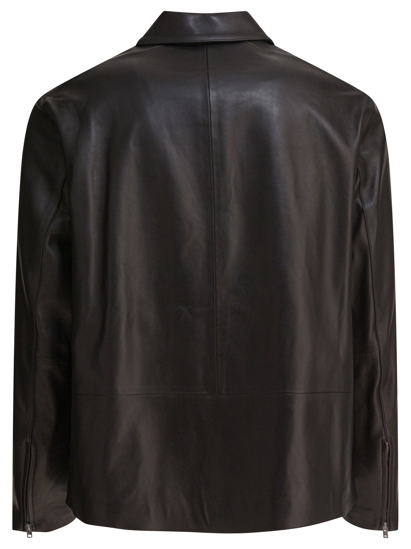 Leather jacket with zipper Jackets and Coats
