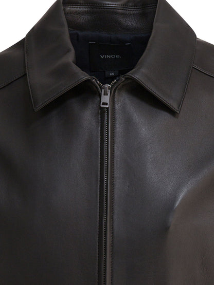Leather jacket with zipper Jackets and Coats