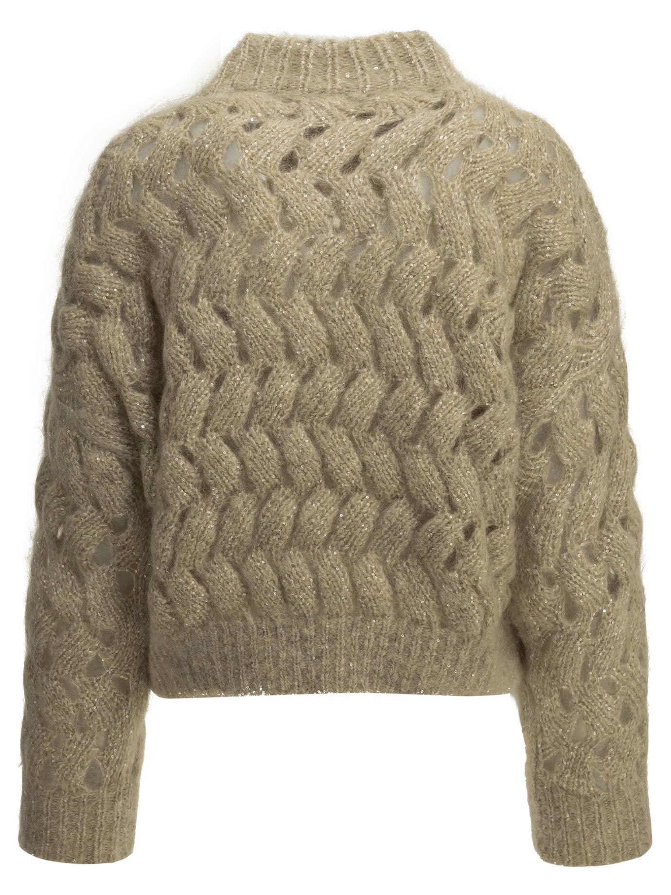 "Dazzling Zigzag Cables" Crew-Neck Sweater Knitwear