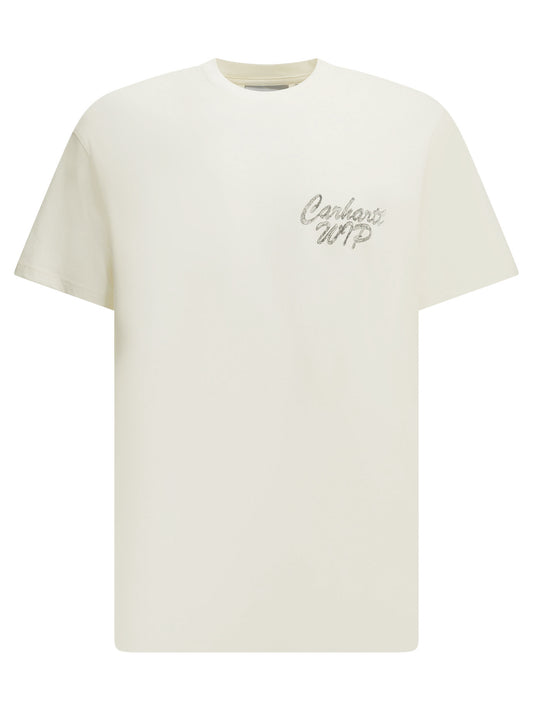 "Hatching Script" Crew-Neck T-Shirt T-shirts