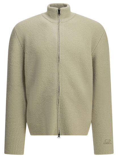 Zip-up sweater in bouclé wool Knitwear