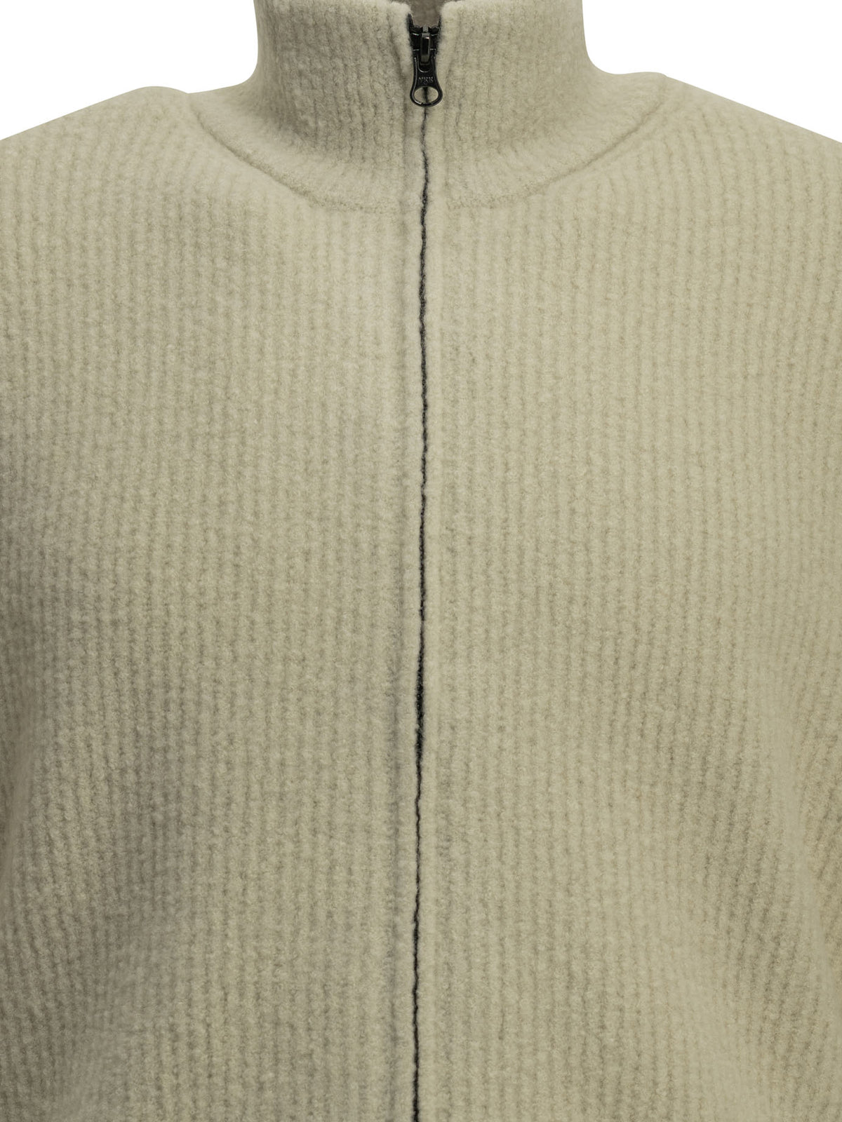Zip-up sweater in bouclé wool Knitwear