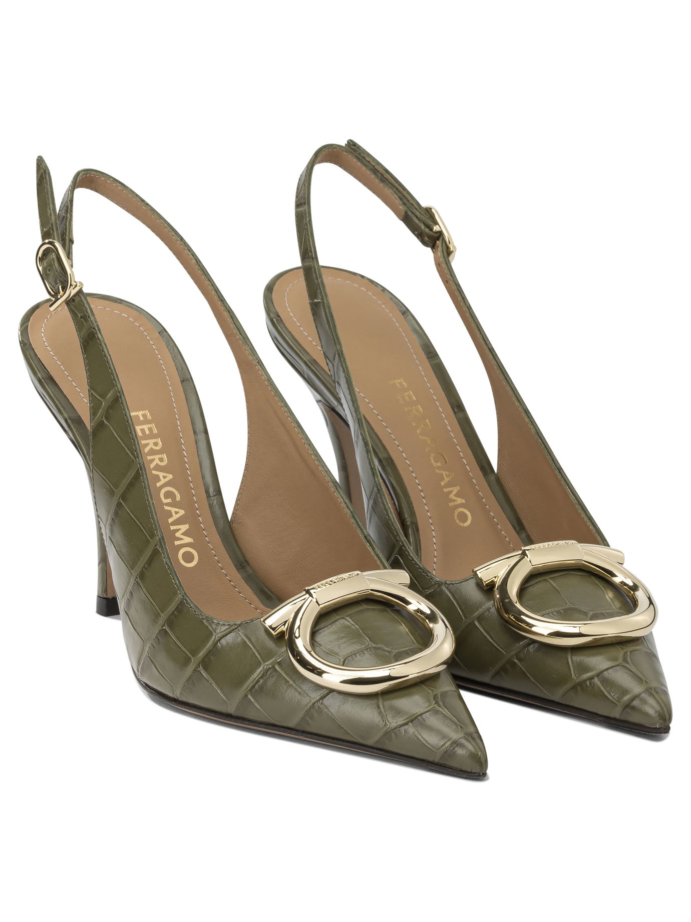 "Sara Croc 65MM" Slingback Heeled shoes