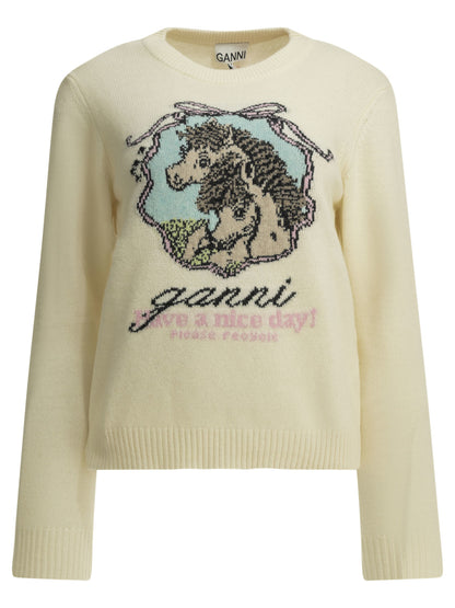 "Horses" Crew-Neck Sweater Knitwear