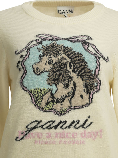"Horses" Crew-Neck Sweater Knitwear