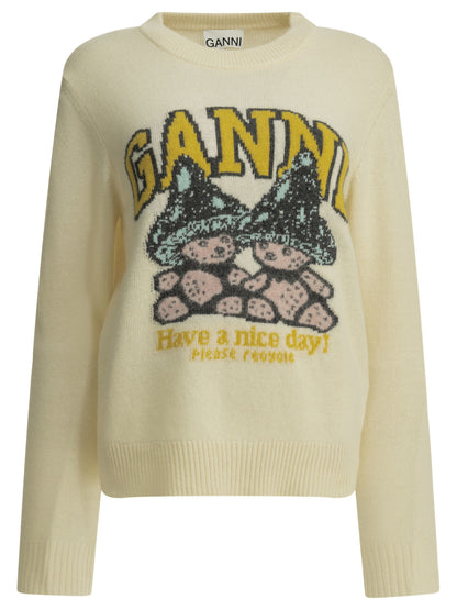 "Teddy Mushroom" Crew-Neck Sweater Knitwear