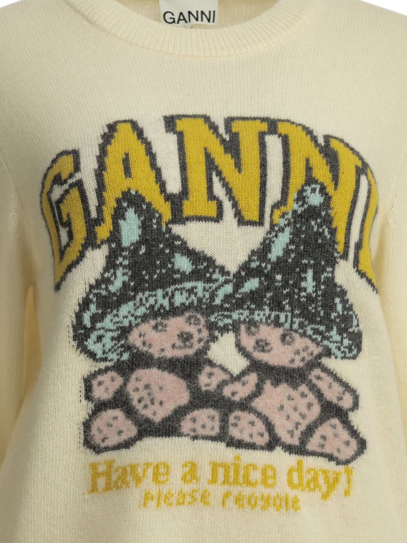 "Teddy Mushroom" Crew-Neck Sweater Knitwear