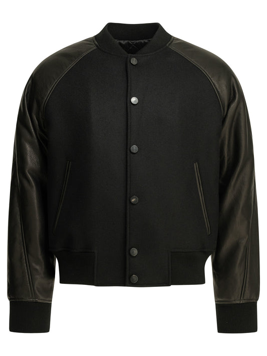 Wool bomber jacket with reverse logo Jackets and Coats