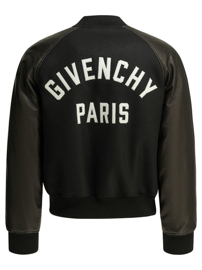 Wool bomber jacket with reverse logo Jackets and Coats
