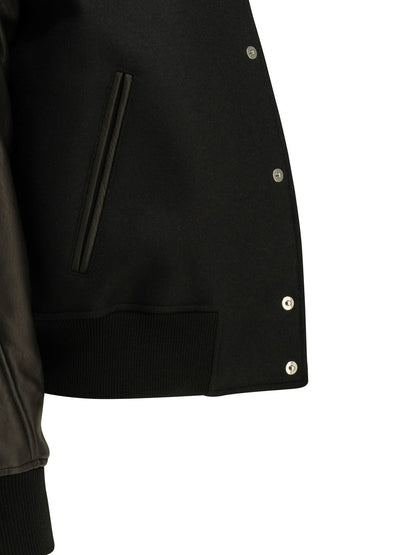 Wool bomber jacket with reverse logo Jackets and Coats