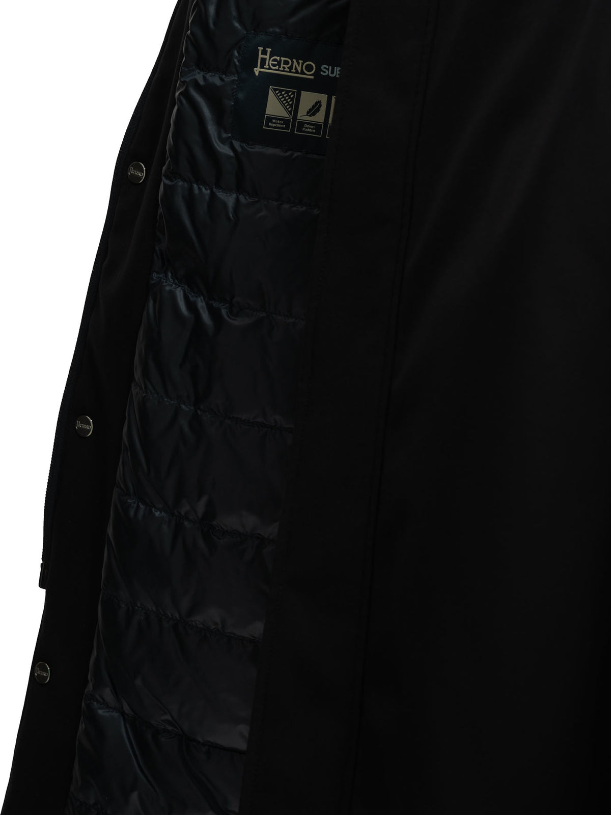 Long down jacket in stretch twill Jackets and Coats