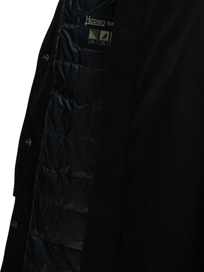 Long down jacket in stretch twill Jackets and Coats