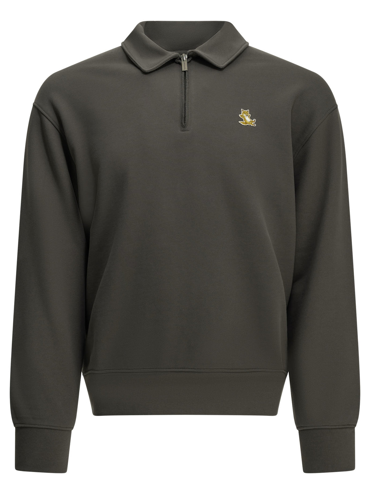 "Chillax Fox" Polo-Collar Sweatshirt Sweatshirts