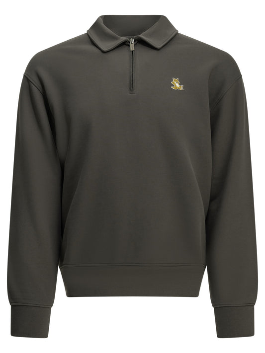 "Chillax Fox" Polo-Collar Sweatshirt Sweatshirts