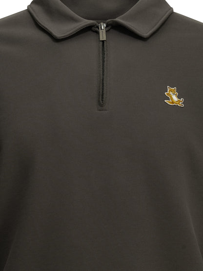 "Chillax Fox" Polo-Collar Sweatshirt Sweatshirts