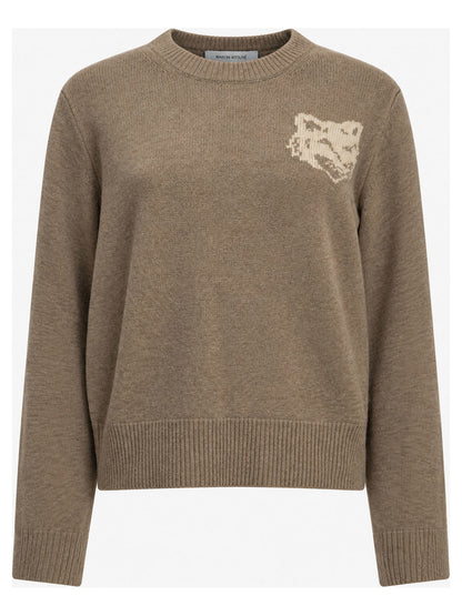 "Fox Head" Crew-Neck Sweater Knitwear