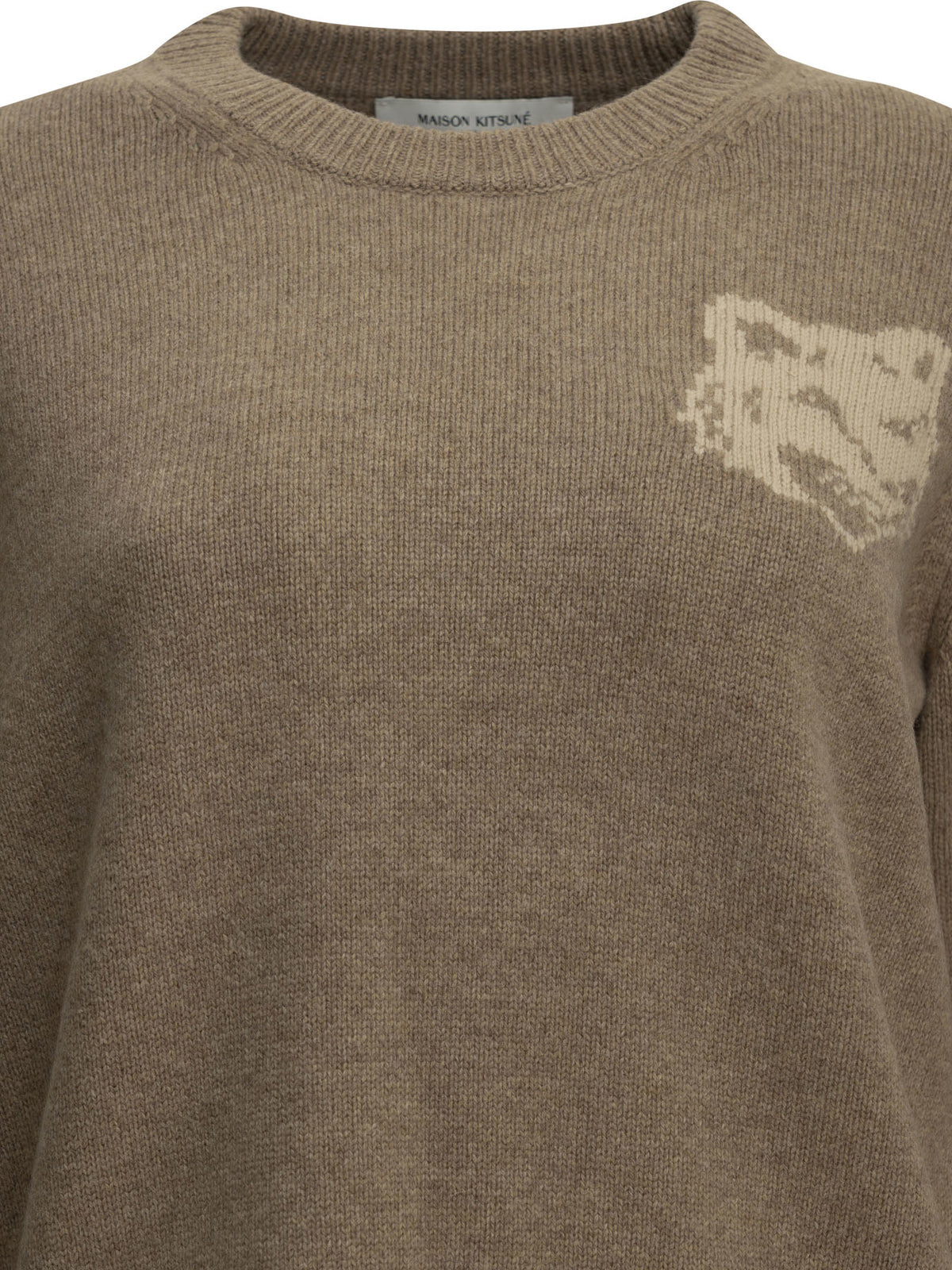 "Fox Head" Crew-Neck Sweater Knitwear