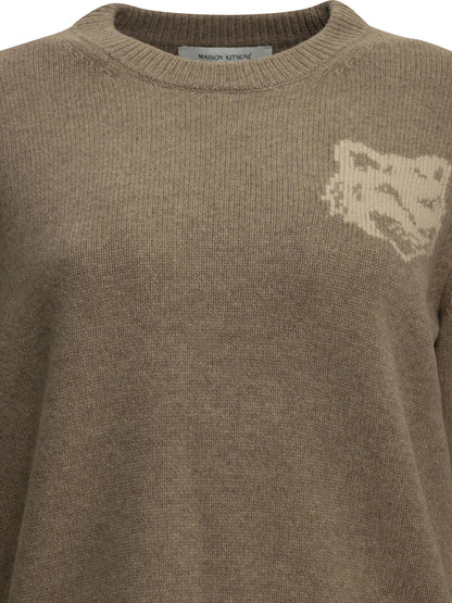 "Fox Head" Crew-Neck Sweater Knitwear
