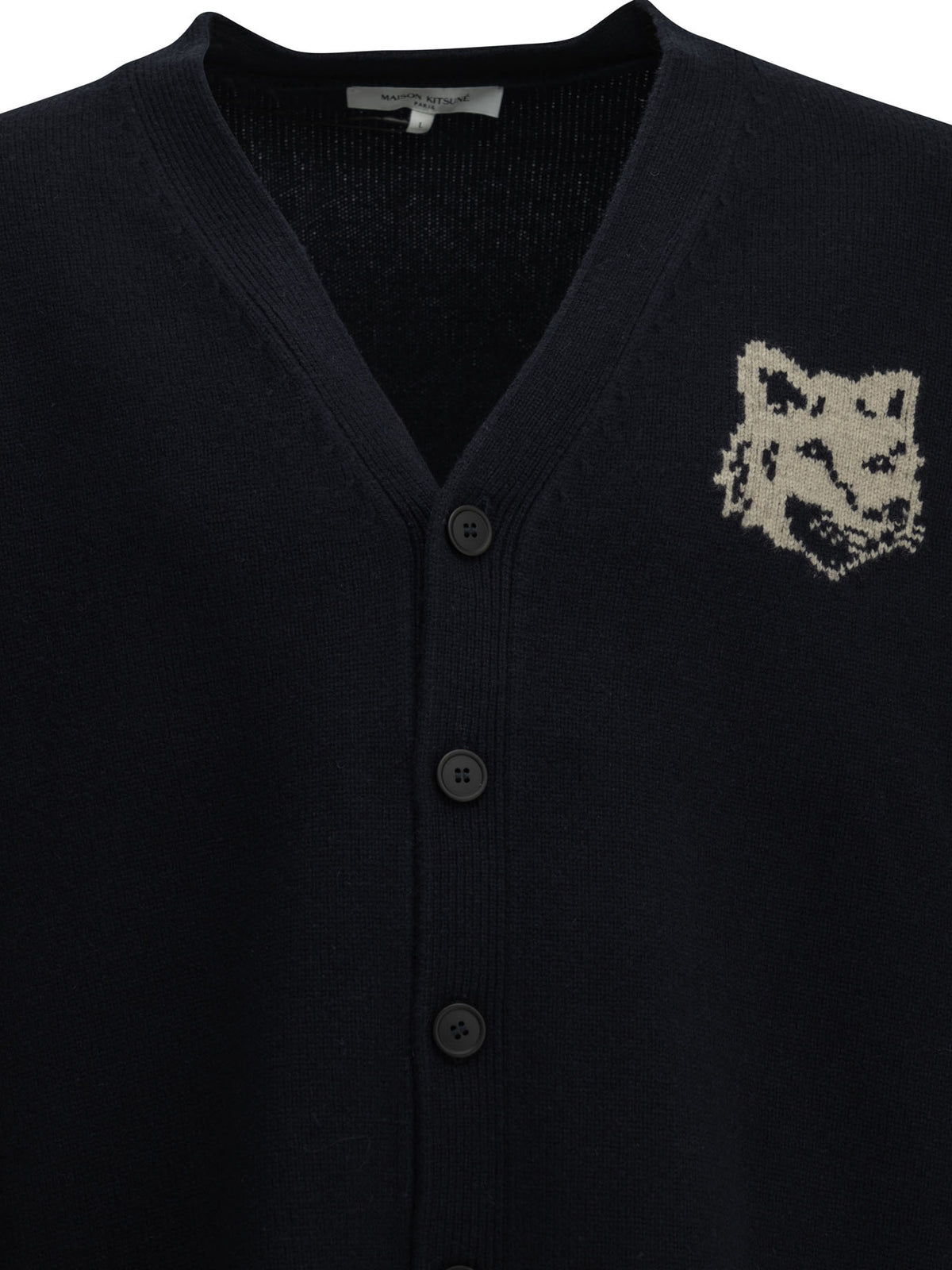Wool cardigan with Fox Head Knitwear