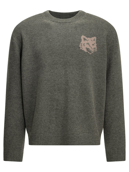 "Fox Head" Crew-Neck Sweater Knitwear