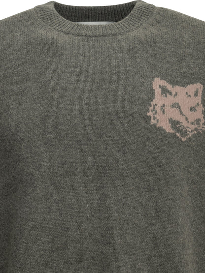 "Fox Head" Crew-Neck Sweater Knitwear