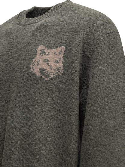"Fox Head" Crew-Neck Sweater Knitwear