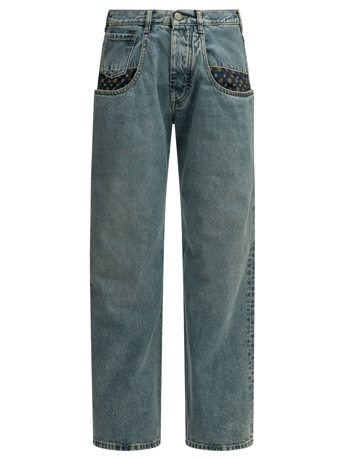 "Boyfriend Paisley" Wide-Leg Jeans Jeans