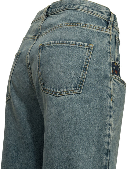 "Boyfriend Paisley" Wide-Leg Jeans Jeans