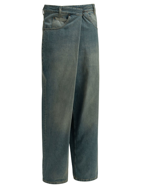 "Wrap" Wide-Leg Jeans Jeans