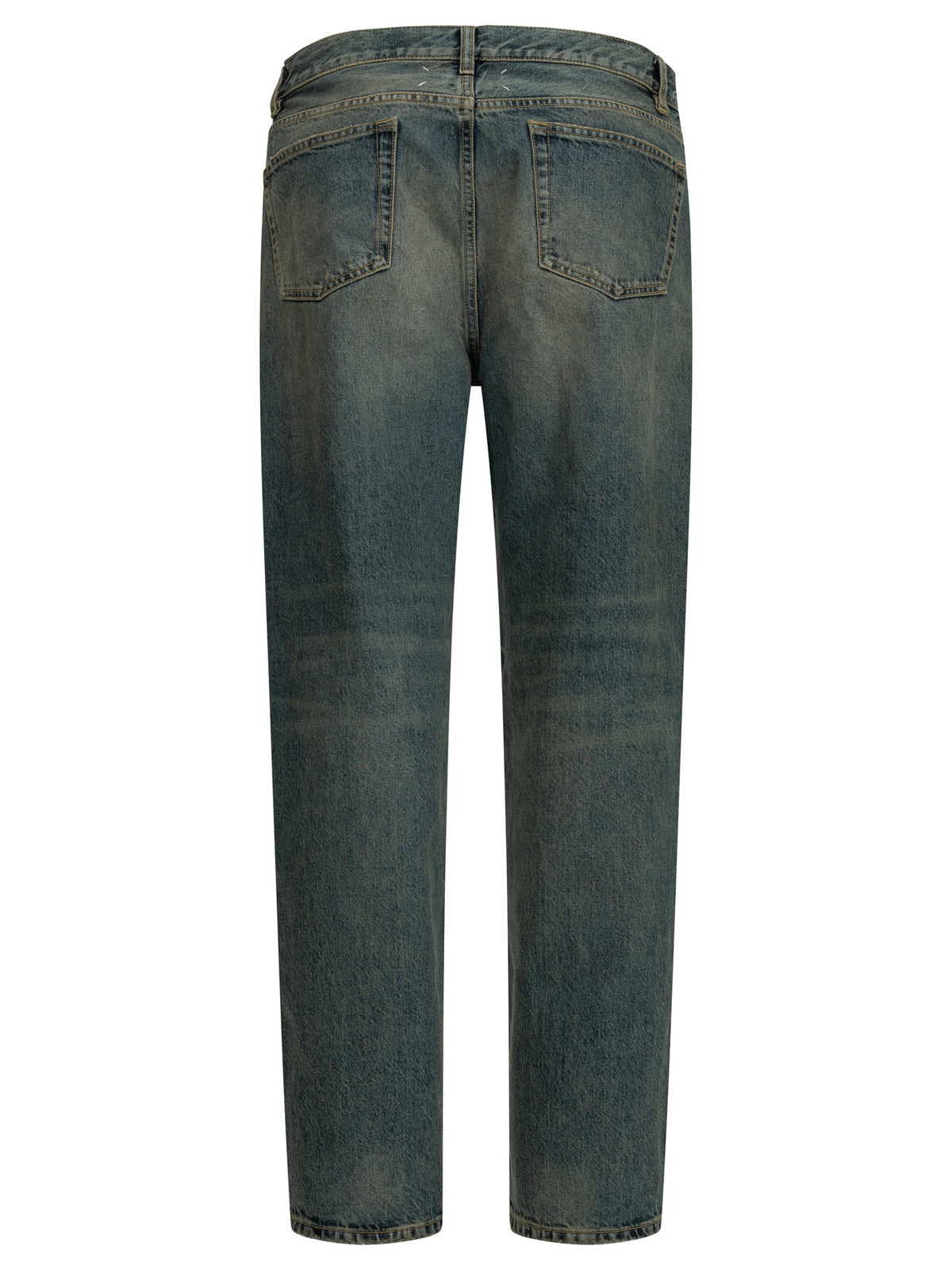 "Distressed" Straight-Leg Jeans Trousers