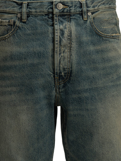 "Distressed" Straight-Leg Jeans Trousers